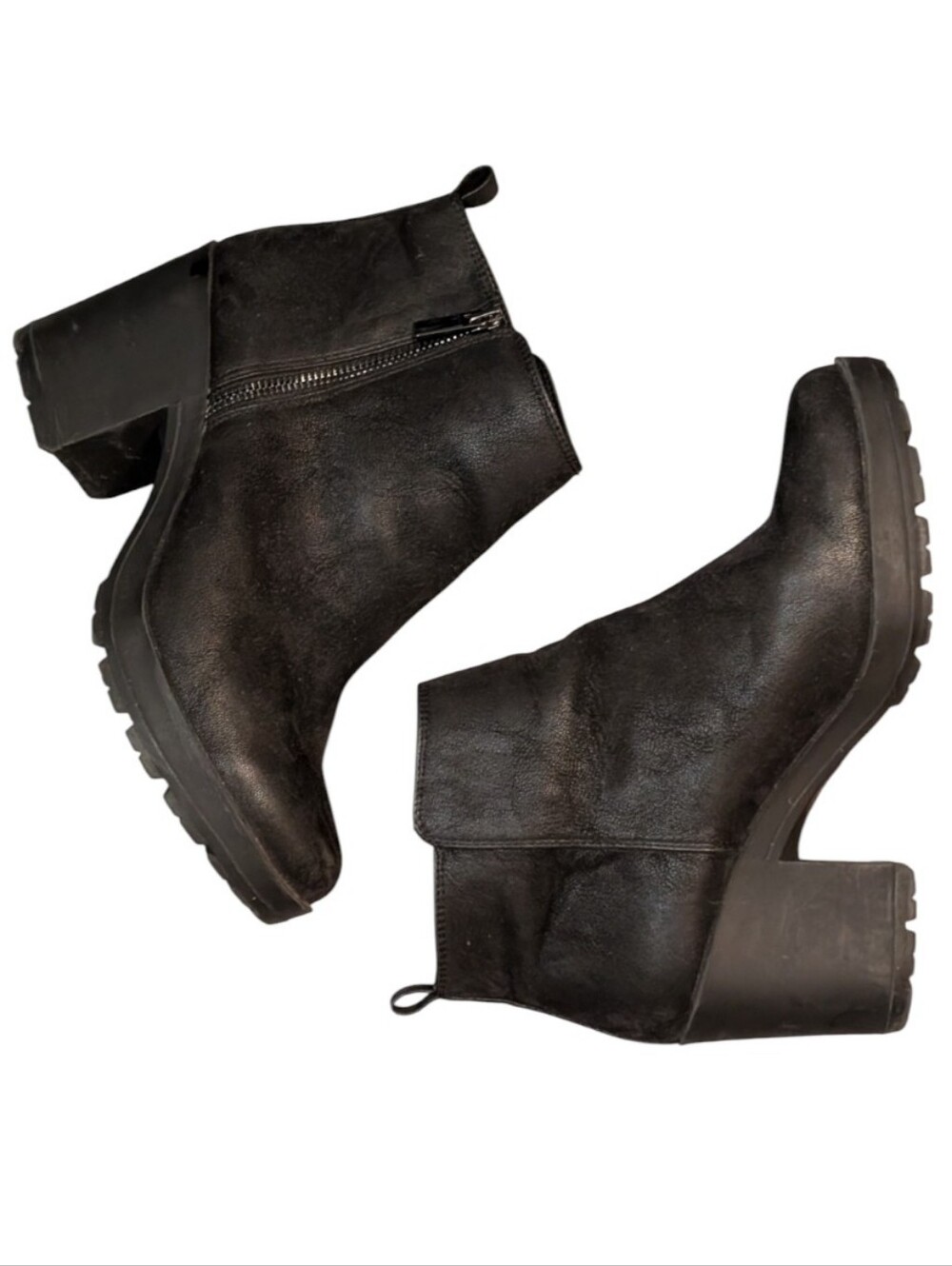 Mix no. 6 Weinbaum Black Platform Chunky Heel Ankle Boots Lug Sole Grunge Goth 9